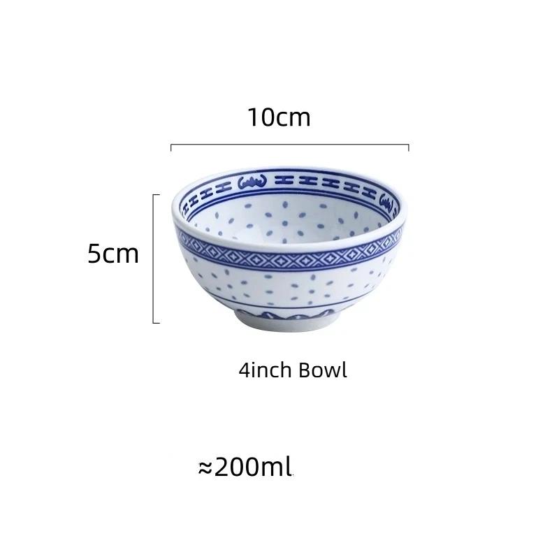 

Набор пиал с драконами из сине-белого фарфора – Керамические тарелки для риса и супа с лапшой, подглазурная роспись 4inch Bowl