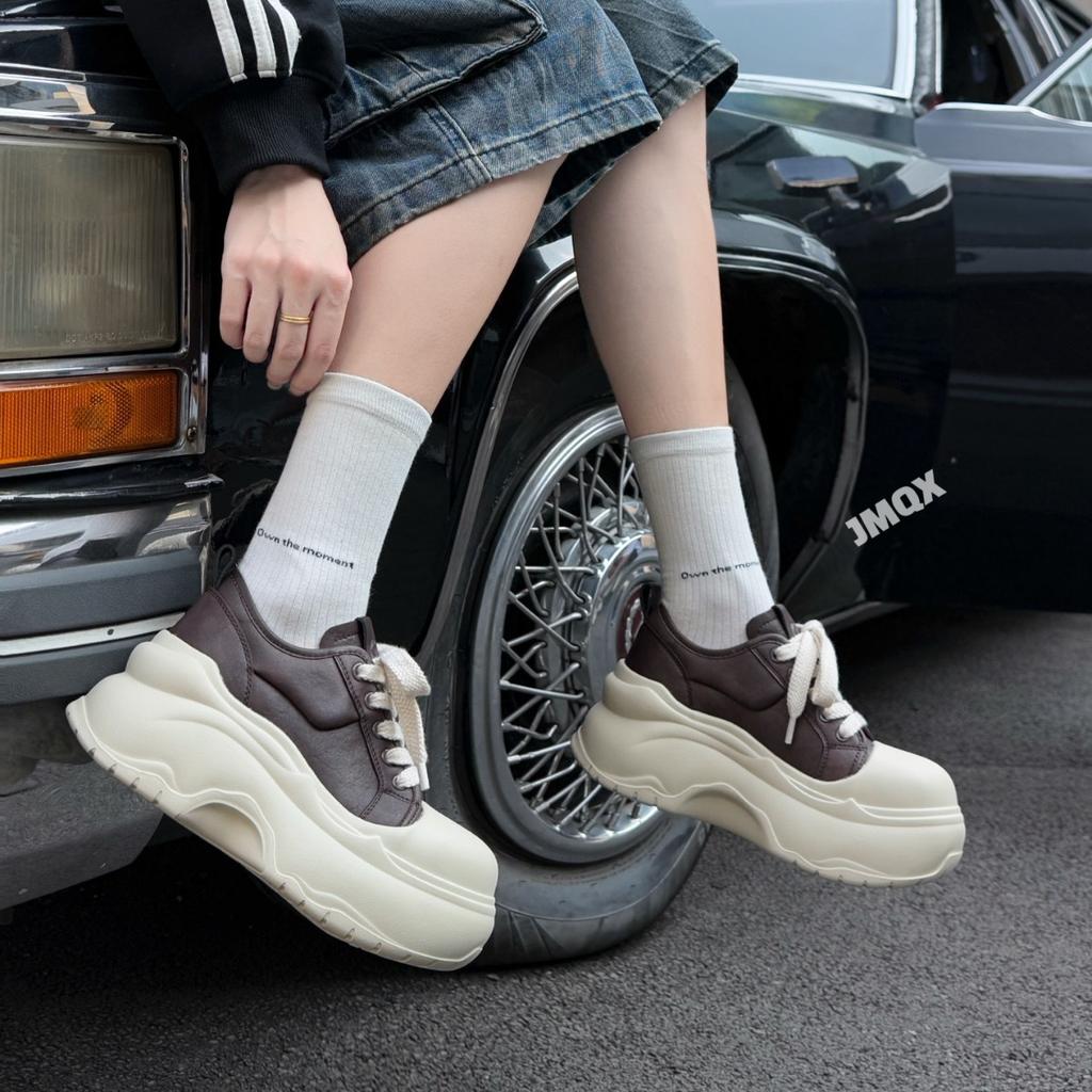 Little white board shoes white sneakers women's 2025 spring new platform little white shoes ugly cute big head bread shoes board shoes