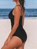 2026 Schwarzer Spitzen-Tankini: Europäischer & Amerikanischer Stil, Sexy Einfarbiger Zweiteiliger Badeanzug für Damen