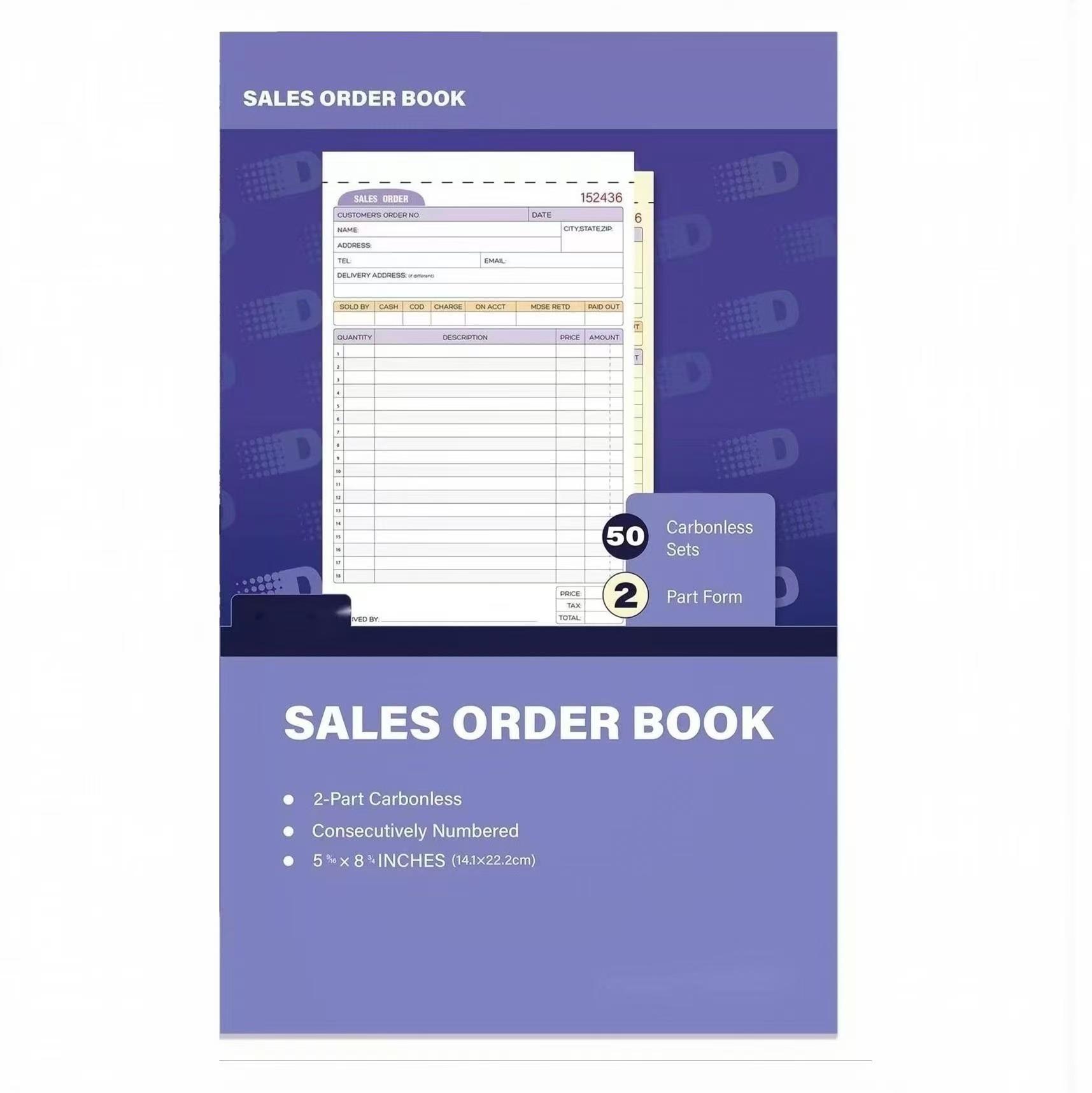 Custom Logo 2 Parts Invoice Book 148x210 Carbonless Copy Paper A4 Receipt Sales Order Purchase Order NCR Book Wrap Around Cover A4