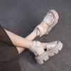 Retro Women Thick Platform Sandals New Summer Open Toe Fashion Woman Fish Mouth Shoes Trend Hollow Comfort Footwears