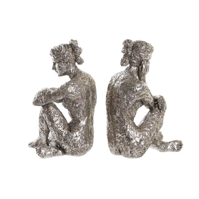 Figurine décorative - Femme - Argenté - 17 x 15 x 26 cm - Élégance Chic