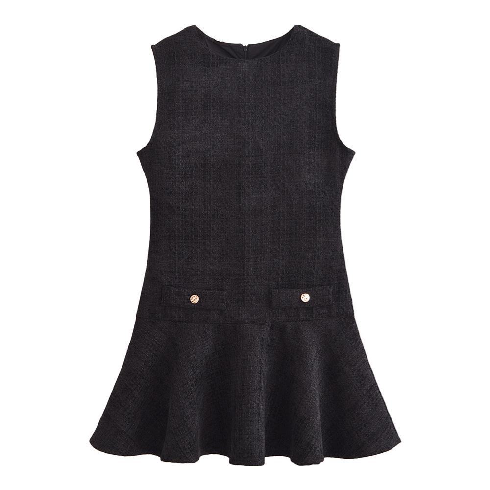 2025 Spring Women's Textured Slim Fit Sleeveless Dress