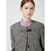 Round Neck Buckle Decor Tweed Jacket C254msf038