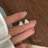 S925 Sterling Silver Clover Stud Earrings, Dainty Fresh Fashion Floral Jewelry for Women