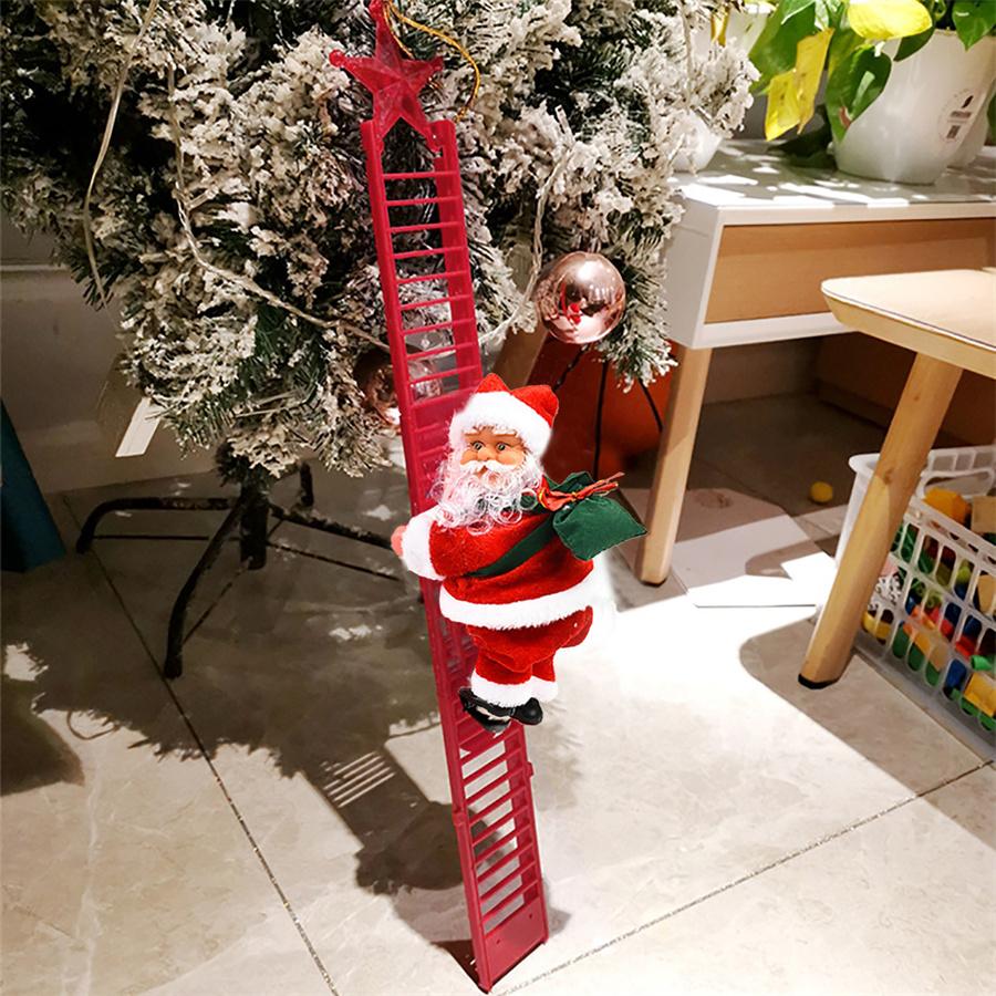 2021 NEW Electric Climbing Ladder Santa Claus Doll Party Musical Christmas Decor