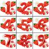 12pcs Strawberry and Red Polka Dot Digital Balloon Set  40 Inch Aluminum Foil, Suitable for Birthday Parties and Celebrations