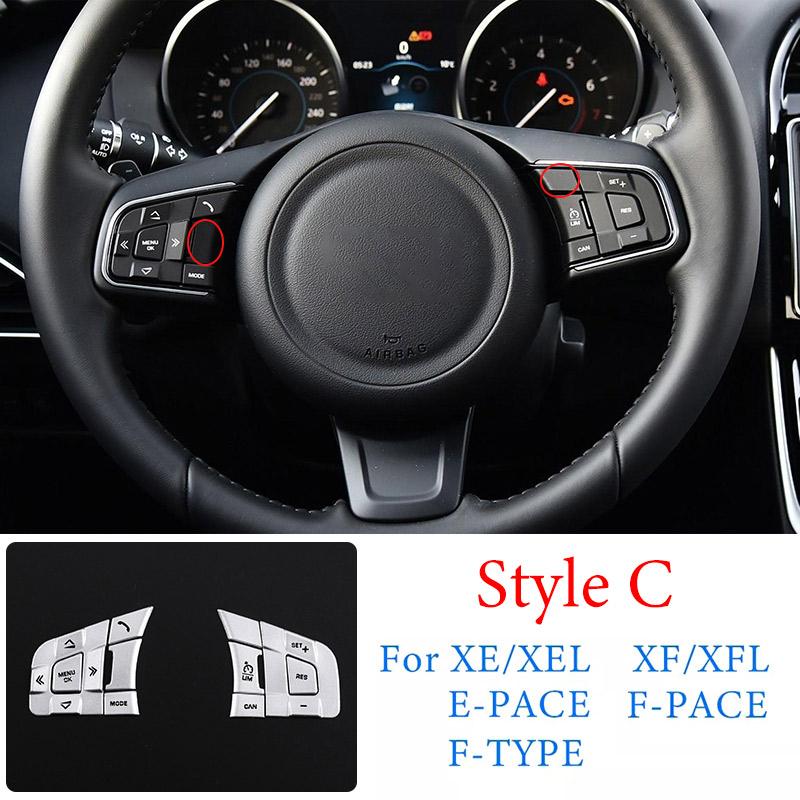 For Jaguar XE XF F-PACE E-PACE F-TYPE Aluminum Alloy Silver Car Steering Wheel Button Sequin Decorative Sticker Car Accessories
