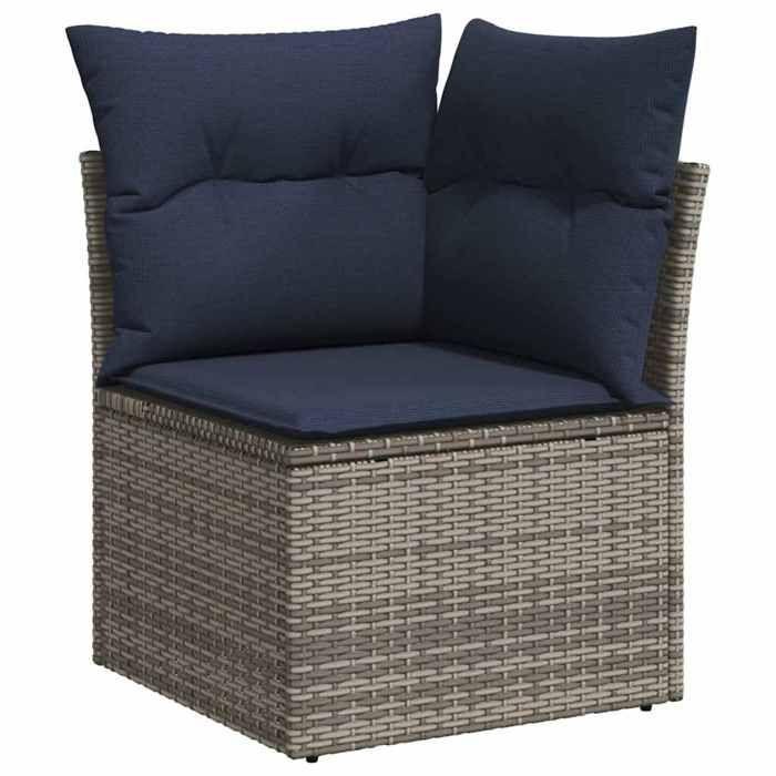 VidaXL Garden Furniture Set with Cushions 7 Pcs Grey Braided Resin Acacia, Outdoor Sofa Set, Garden Lounge Set 3326652