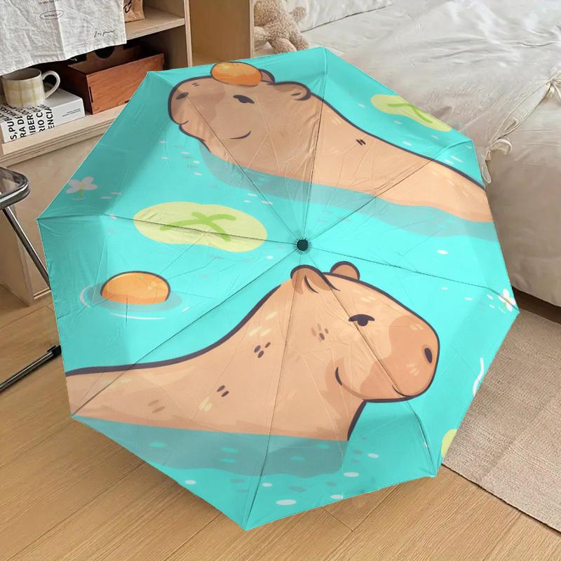 1pc Capybara Orange Pattern Umbrella Design Automatic Opening and Closing Umbrella, High-quality Travel Umbrella,  c1128005