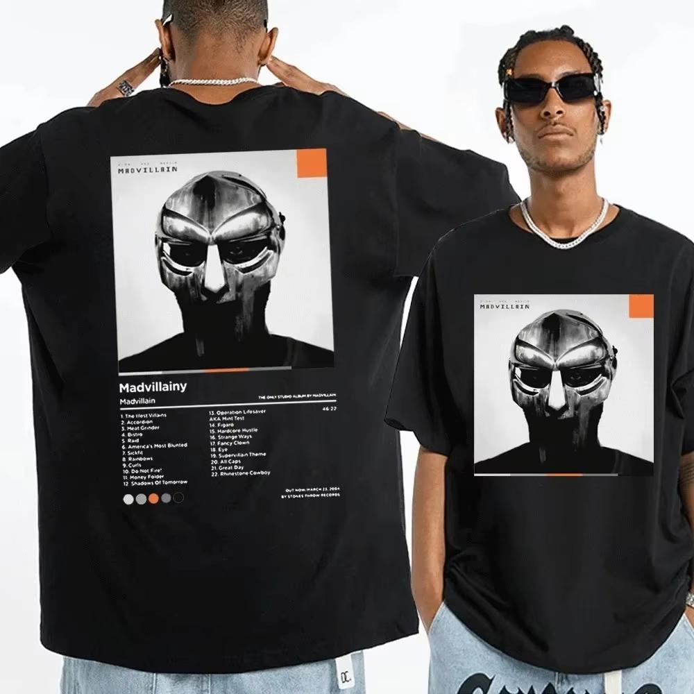 

Певица Mf Doom Madlib Madvillain Двусторонняя графическая футболка Топы Мужская свободная хип-хоп футболка Мужские и женские хлопковые футболки Одежда M
