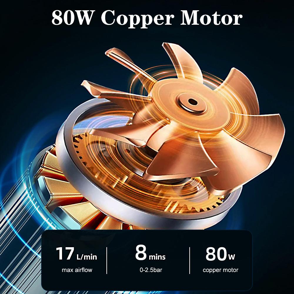 Wireless Portable Tire Pressure Gauge Portable Inflator With LED Light 17L/min Air Compressor Digital LCD Display Tire Air Pump