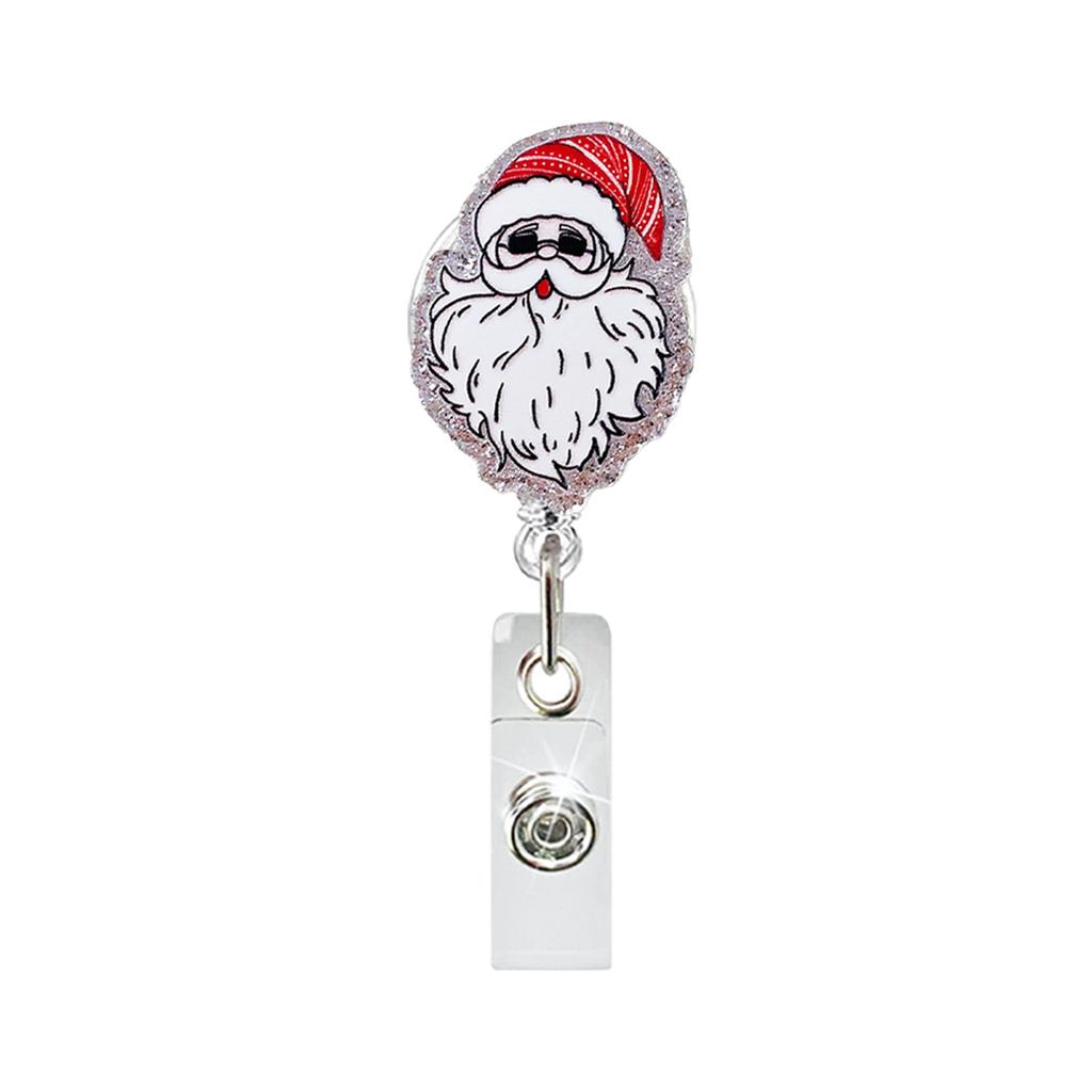 Retractable Badge Holder Lightweight Christmas Badge Holder Santa Claus Badge Holder Glitter For Exhibitions Companies Office
