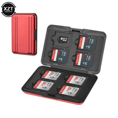 Silver Micro SD Card Holder SDXC Storage Holder Memory Card Case Protector Aluminum Case 8 Solts for SD/ SDHC/ SDXC/ Micro SD