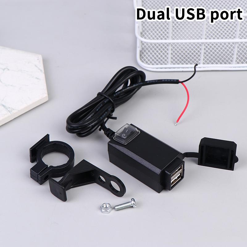 Motorcycle Vehicle-Mounted Charger Waterproof Usb Adapter 12V Phone Dual Usb Port Quick Charge 3.0 With Switch Moto Accessory