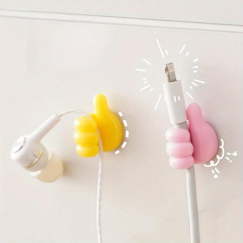 Lot de 10 Clips Adhésifs Câbles en Forme de Main de Dessin Animé, Organisateur de Cordon de Chargeur en Silicone, Crochets de Gestion de Ligne Téléphonique et de Données, Support de Câble Polyvalent