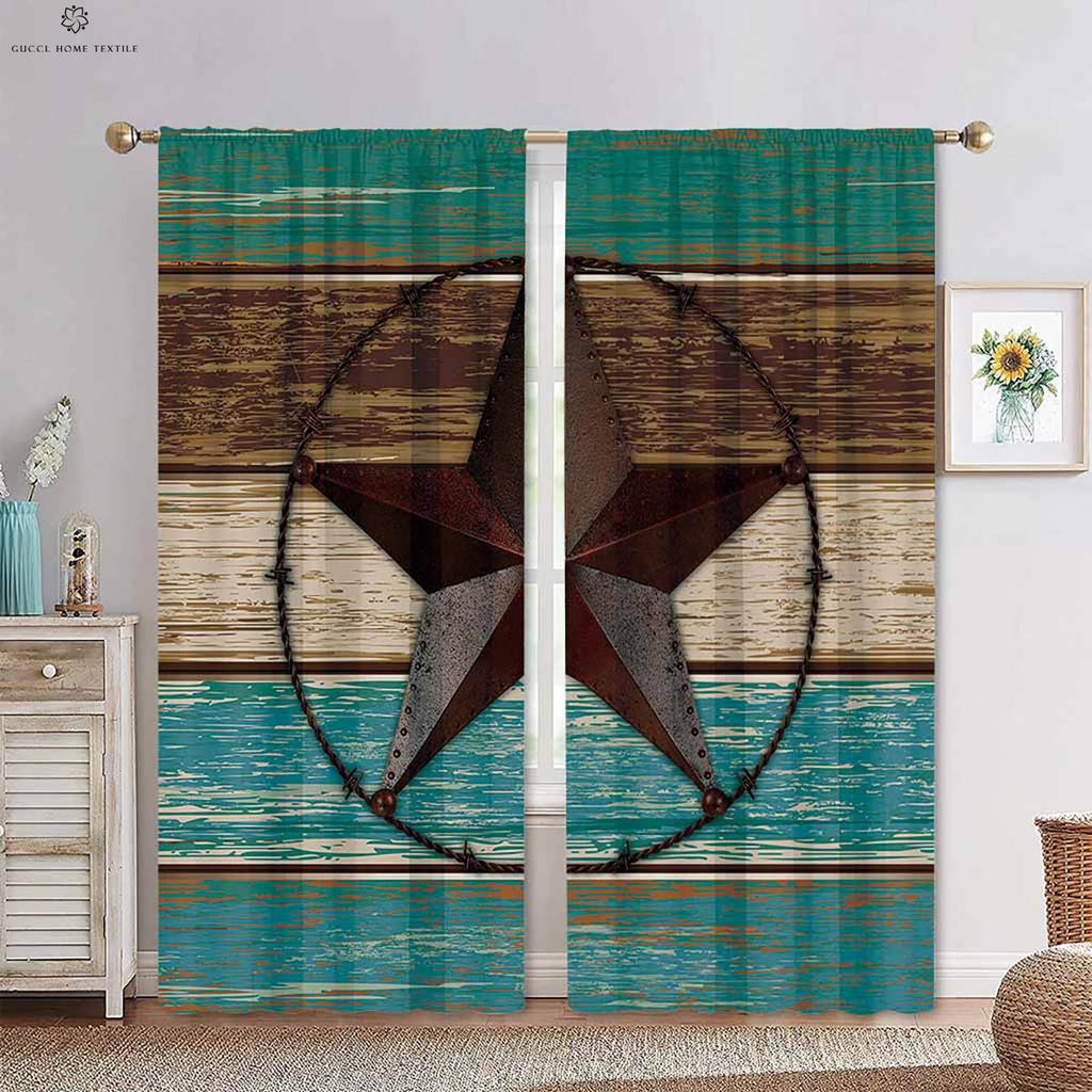 Camouflage Star Five-Pointed Star 3d Printing Curtains Suitable For Bedroom Living Room Kitchen Window Decoration Curtains 2 Pcs