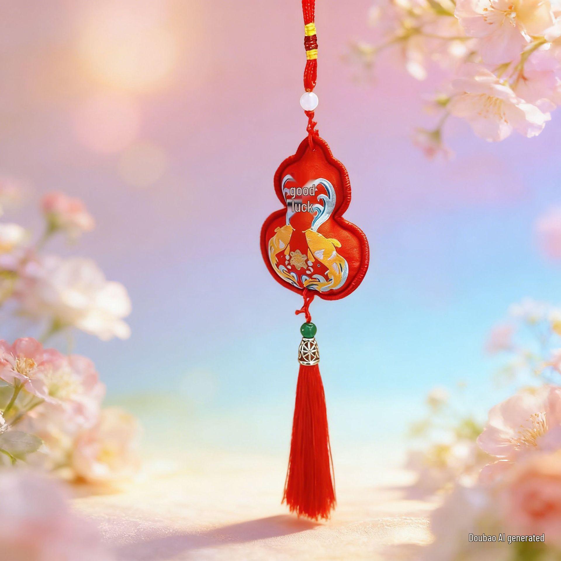 Embroidered Zen-Style Gourd Sachet Purse – Traditional Chinese Brocade Incense Bag
