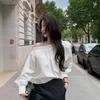 Korean Chic 2026 Spring/Autumn Off-Shoulder Puff Sleeve Shirt for Women