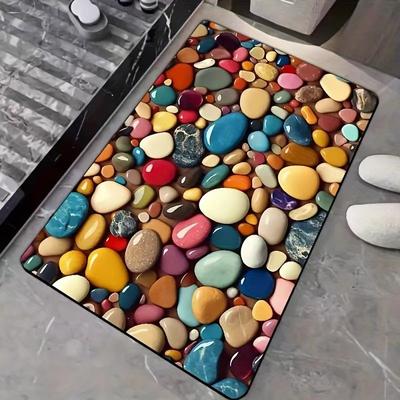 3D Three-Dimensional Pebble Diatom Mud Bathroom Absorbent Mat Non-Slip Foot Mat Bathroom Kitchen Door Floor Mat