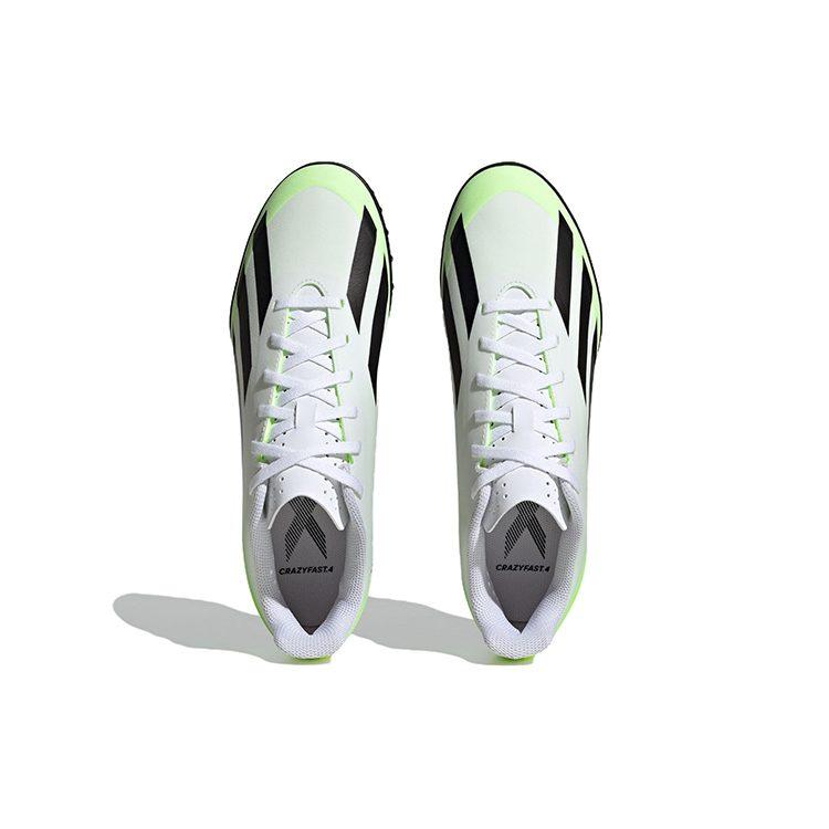 Adidas X Crazyfast.4 TF Turf PU Synthetic Leather Soccer Shoes Unisex Black White Green IE1583