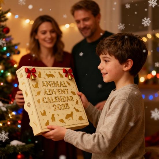 2025 Animal Advent Calendar 24 Days Acrylic Ornament Box with Surprise Mini Toys Christmas Countdown Decor for Kids' Room Tree Holiday Fun