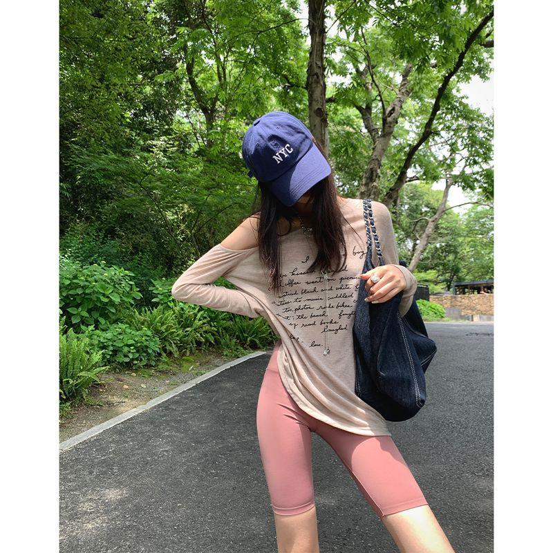 

Район Оуян Леггинсы Женские Летние Новинка Брюки для велоспорта с высокой талией Тонкие Брюки для йоги Верхняя одежда Пятые брюки Pink (In Stock) L