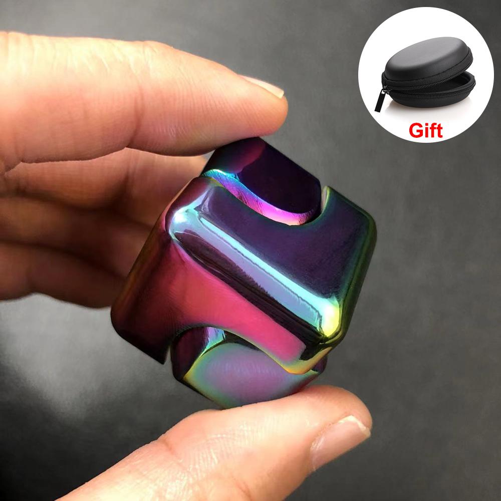 Metal Cube Rotating Fingertip Gyroscope Fidget Anti Pressure Toy Adult Office Home Travel Portable Rotating Toy Christmas Gift