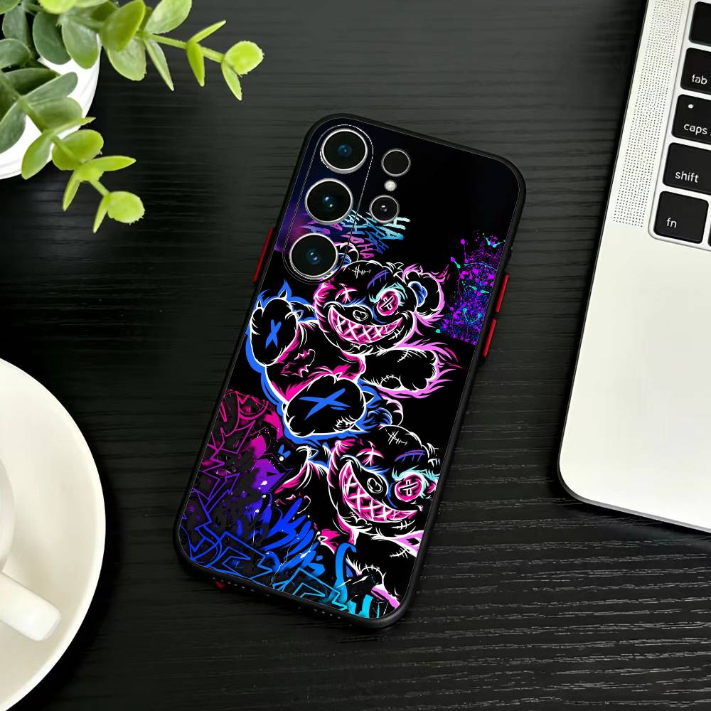 

HOT Colorful Graffiti Bear Phone Case For Samsung S26,S25,S24,S23,S22,S30,S21,Ultra,Plus,FE 5G Black Soft Cover Samsung S23ULTRA5G