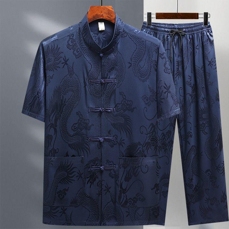 

Shirts + Pants Summer Long Sleeve Sportswear Men s Casual Sets Man Chinese Style Men Shirts and Trousers XXXXL