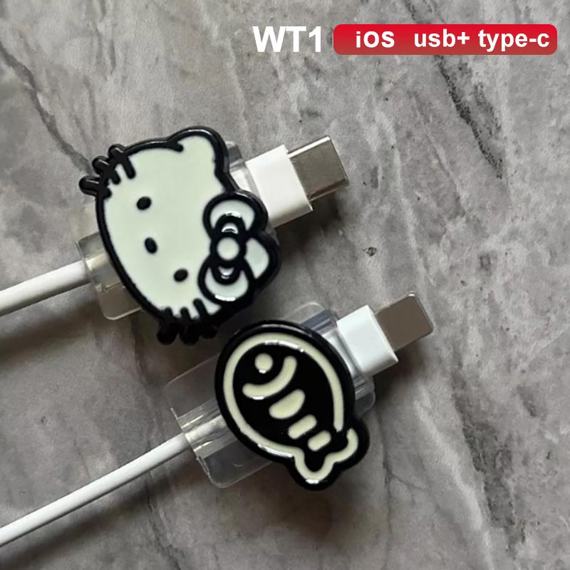 Cute Cartoon Cat Fish Cable Protector Data Line Protective Cover Charging Cable Usb Winder Wire Cord Organizer Cover