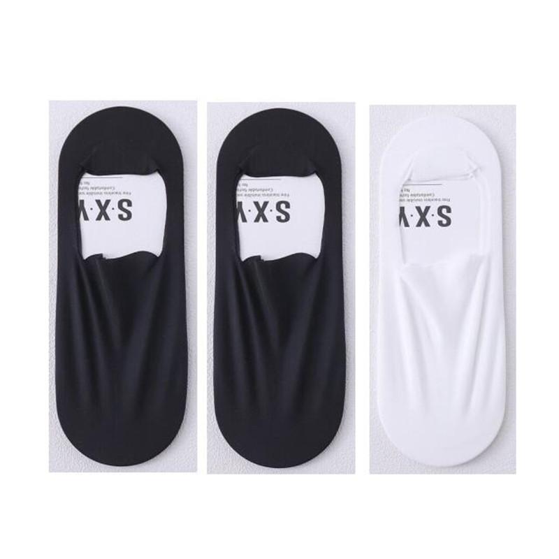 6 Pcs=3 Pairs Ultra-thin Men's Summer Ice Silk Boat Socks Male Shallow Mouth Silicone Invisible Socks Cotton Bottom