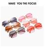 Rectangular Sun Glasses Glasses Female Designer Style Style Trendy Rimless Gradient Sun Eyeglasses Shades Cutting Lens Ladies Frameless Glasses