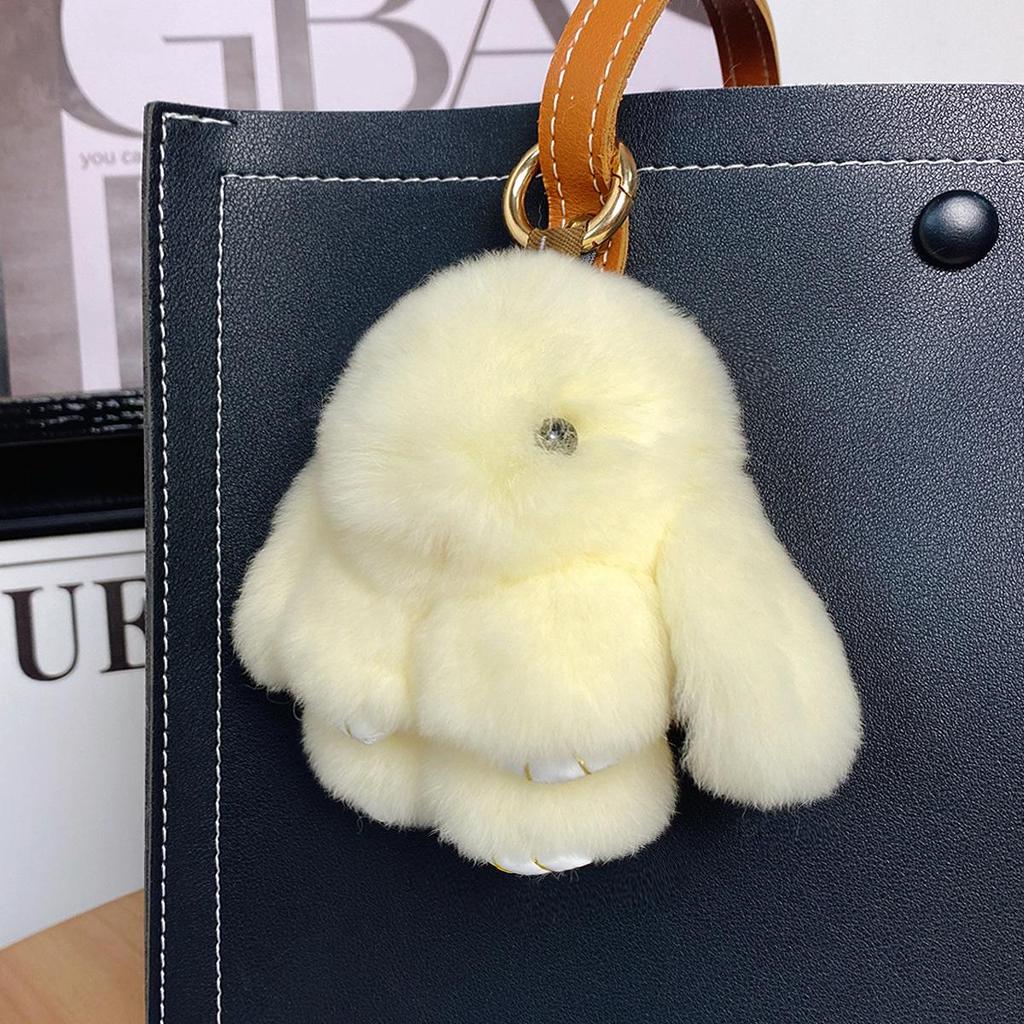 Mini Rex Rabbit Fur Pom Pom Keychain Bag Charm Keyring