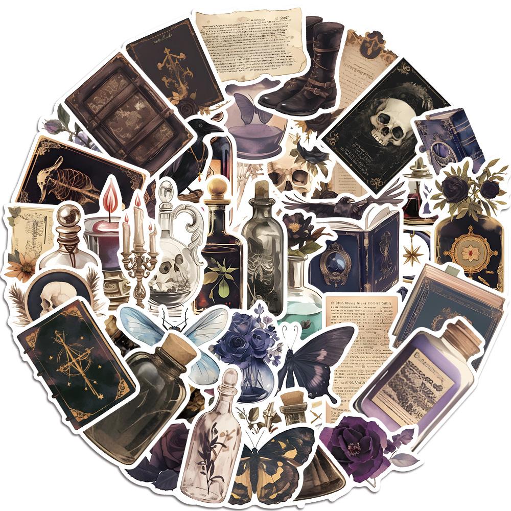 50Pcs Dark Aesthetic Diary Stickers Graffiti Horrible Decals For Phone Laptop Skateboard Suitcase Guitar Waterproof Sticker