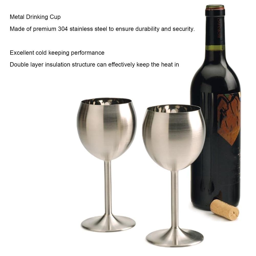 Rustless Steel Wine Glass Tall Stem Drinking Glass Practical Metal Cup  Wedding Banquet Use