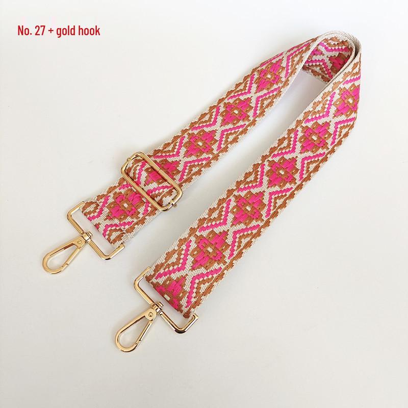 Etniczny Wzór Nylonowy Pasek do Plecaka z Regulowaną Długością i Metalowymi Akcesoriami - Odporny na Zużycie i Poszerzony dla Komfortu