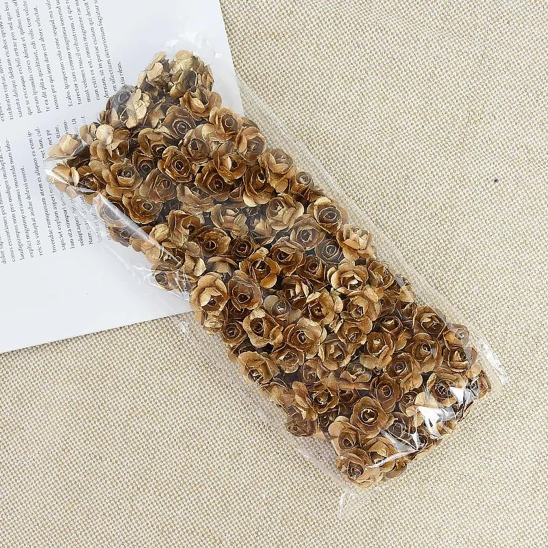

144pcs 2cm Artificial Mini Paper Rose Bouquet for Wedding Party Decoration Home DIY Wreath Gifts Scrapbooking Craft Fake Flowers 144pcs