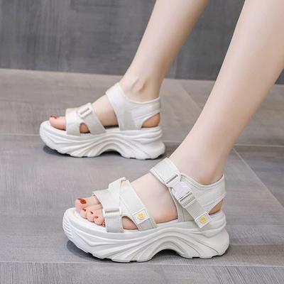 Sandals Women's Outer Wear 2025 New Summer Heightening Thick-soled Muffin Versatile Leisure Sports Popular Roman Cool Slippers