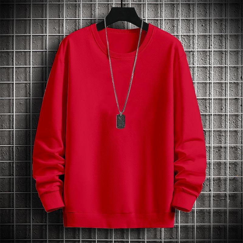Men's Autumn And Winter Trendy Simple Solid Color Round Neck Loose Casual Long Sleeved Shirt