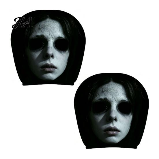 Anti-fouling Car Seat Protectors 2Pcs Ghost Face Headrest Covers, Halloween Horror Decorations, Easy Installation Sleeves Universal Fit Washable