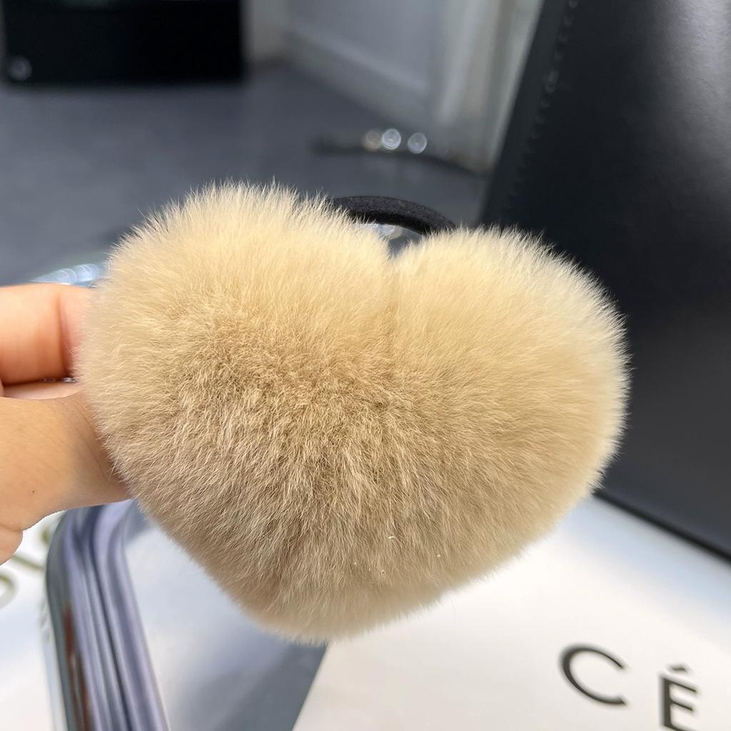Korean cute Rex rabbit hair band ponytail headrope Internet celebrity high sense hair rope plush love headgear autumn and winter women