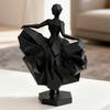 Geometric Faceted Dancer Figurine, 3D Printed Black Ballet Dancer Statue, Modern Ballerina Sculpture for Home Shelf Table Decor