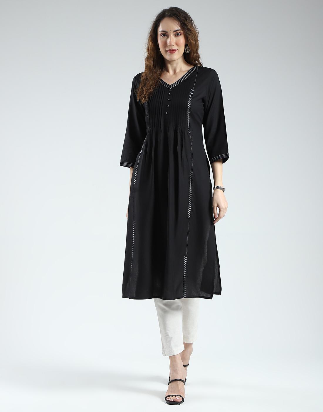 

Monte Carlo Women s Regular Fit Solid V-Neck Kurti XL чёрный