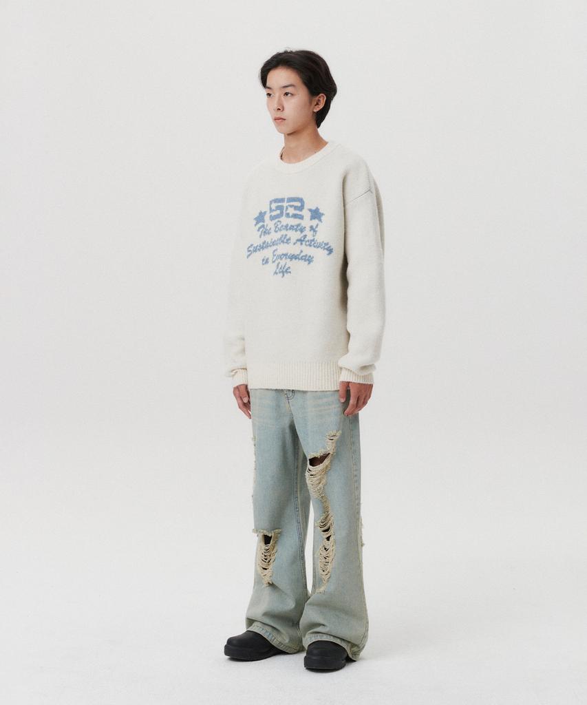 AMES-WORLDWIDE 52 Jacquard Sweater Ivory(Am2Efuk600A)
