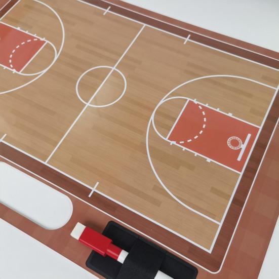 Basketball Dry Erase Clipboard with Handle Smooth Surface Portable Handheld Double Sided Basketball Coaching Board with Markers