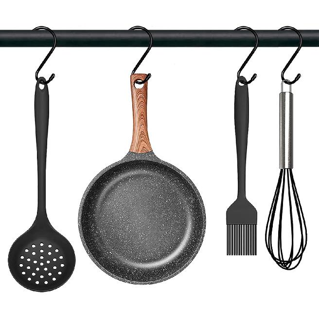 4 Pack Large S Hooks for Hanging Heavy Duty, 6 Inch Non Slip Vinyl Coated Metal Closet S Hooks for Hanging Kitchen Utensil Pot Pan Cups Clothes Jeans