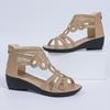 2025 New Platform Wedge Sandals Roman Fish-mouth Heels Women's Shoes Rhinestone Leisure Lightweight Rubber Sole Sandals