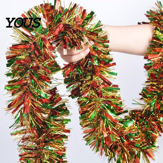 Vibrant Festive Atmosphere Decor 78.7 Inch Christmas Tinsel Garland, Shiny Metallic Twist Hanging Garland Bendable Holiday Party for Xmas Tree,