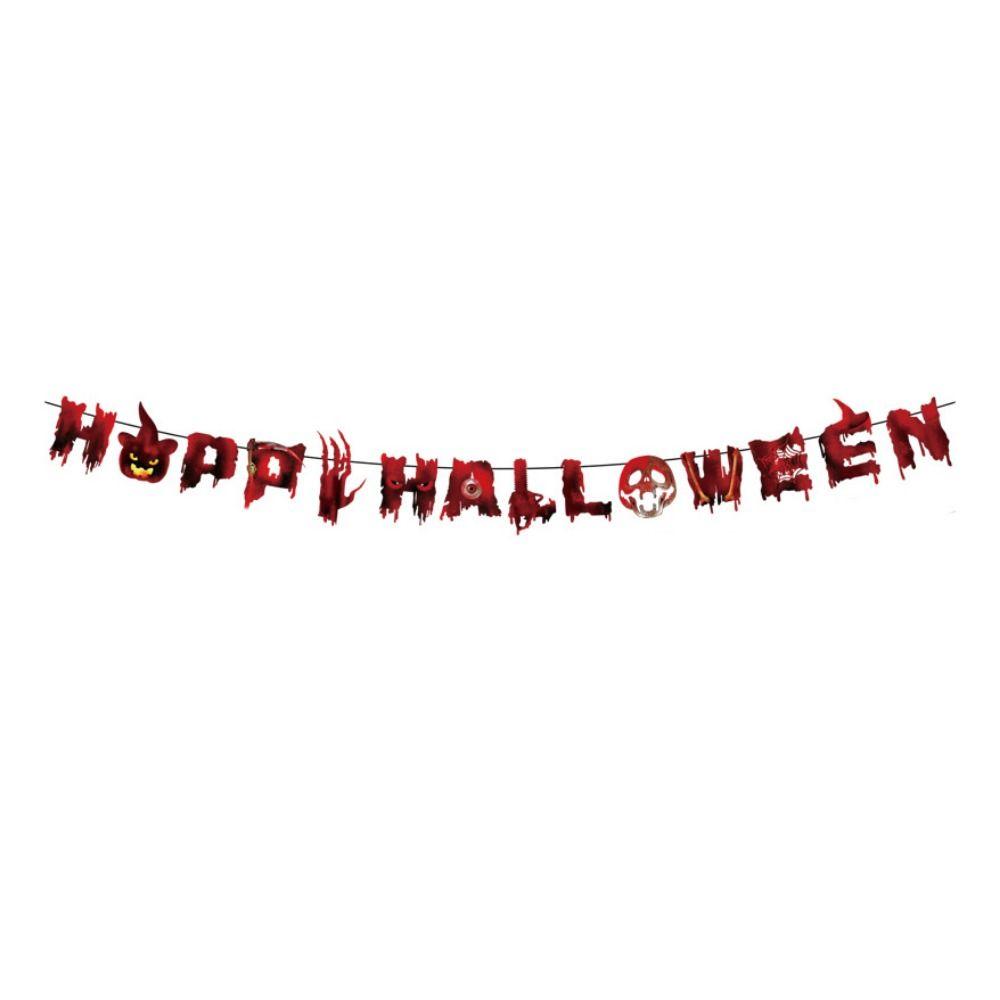 Hanging Halloween Skull Pulling Flag Papper Scary Banners Halloween Hanging Flag  Ghost Festival